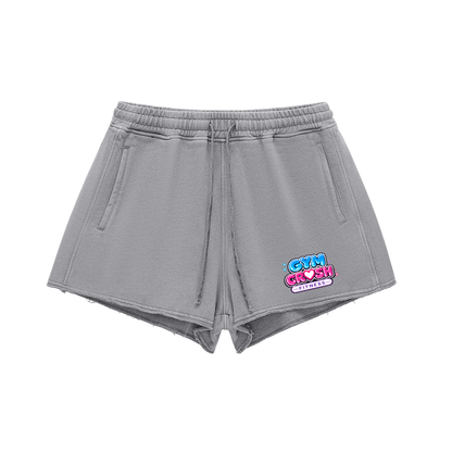 Snow Washed Raw Edge Drawstring Shorts